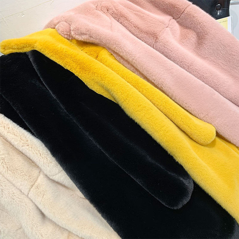 Ropa de mujer Otoño e invierno nuevo abrigo de piel de visón coreano grueso largo suelto con capucha para mujer_voghion.com