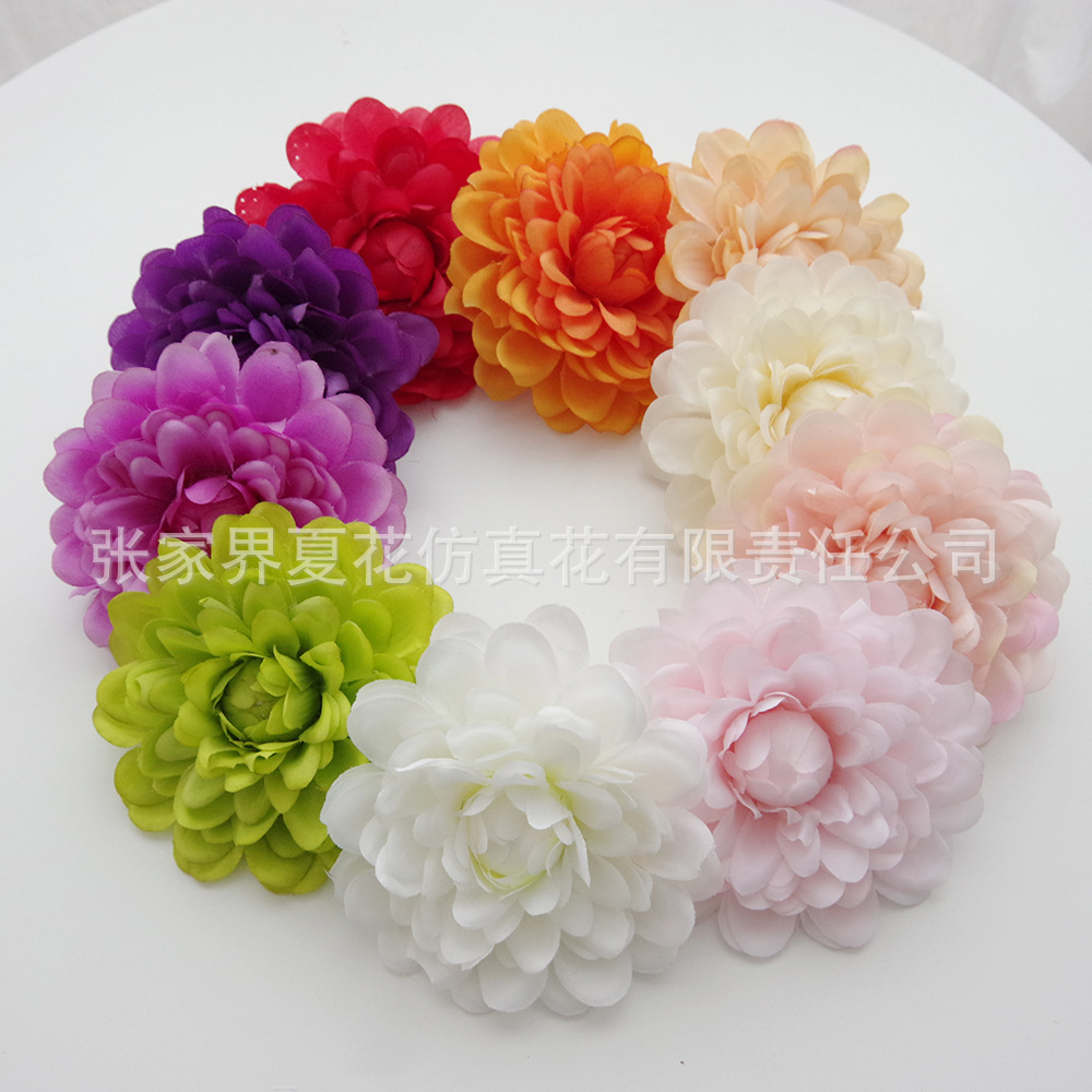 工厂直销  仿真小丽菊花头婚庆路引花墙插花材料 菊花绢花DIY装饰