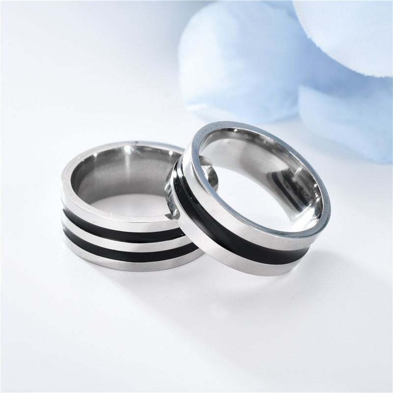 Wholesale Fashion Titanium Steel Dripping Black Oil Ring Nihaojewelry display picture 2