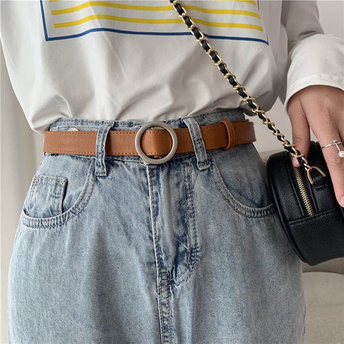 Wholesale non-hole belt for women, simple and versatile, Korean style, fashionable black jeans belt, unisex