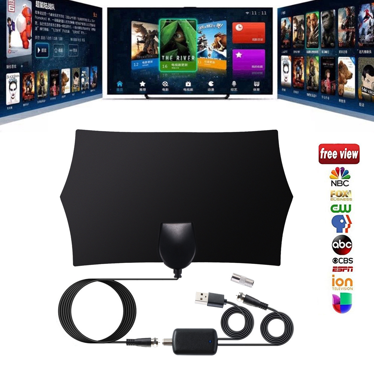 wish ebay 外贸新爆款欧美高清4K室内数字电视天线hdtv antenna|ms