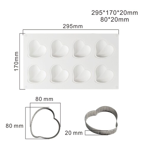 New stainless steel heart-shaped tower ring twisted love French mousse mold 8-connected tower cake mousse ring set baking tools