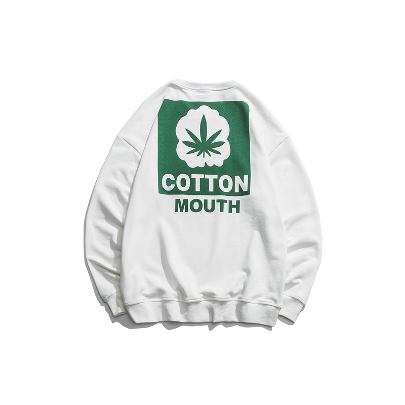 南夏喬裝 秋季字母楓葉圖案印花圓領外套日系複古潮牌衛衣男QV622