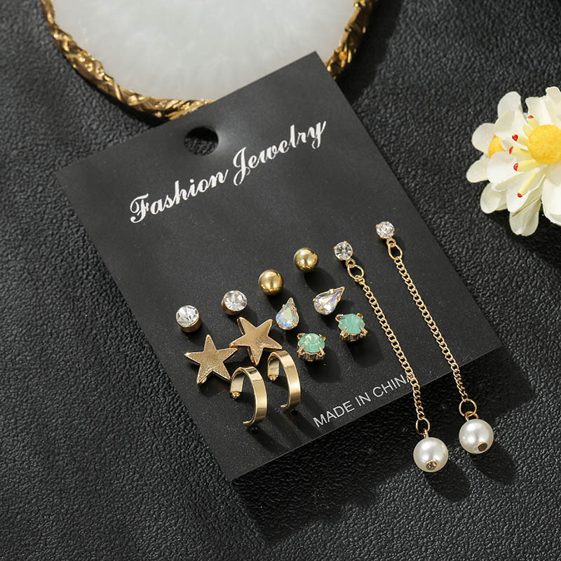 Wholesale Fashion Jewelry Earrings 7 Pairs Set Korean Star Earrings For Women Jewelry display picture 5