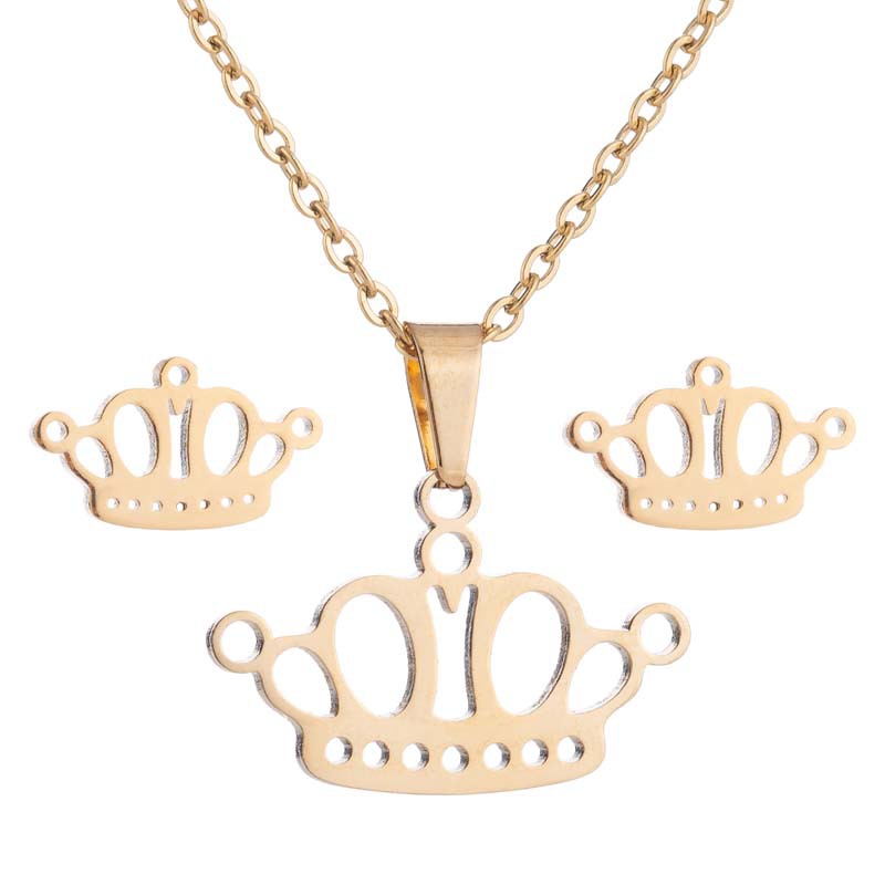 15g Weight PVD Coated Gold Plating Process 18K Gold, Real Gold Plated Plating Material PVD Coated 18K Gold Real Gold Plated Geometric 201 Stainless Steel Fashion Waterproof Non Tarnish Earrings Necklace