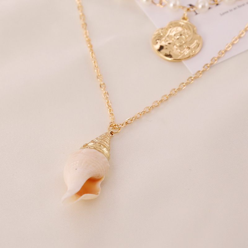 Fashion Pearl Coin Conch Shell Multilayer Necklace Wholesale display picture 6