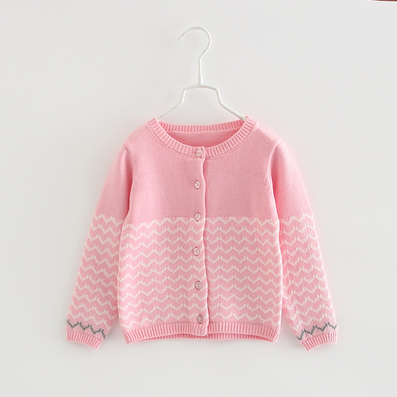 2021 primavera y otoño nueva ropa para niños lana gruesa color cuello redondo suéter cardigan suéter manga larga al por mayor engrosado