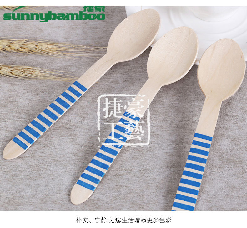 Cute and small, colorful disposable tableware, outdoor portable disposable spoons, wooden spoons, high-quality colored spoons wholesale detail image 10