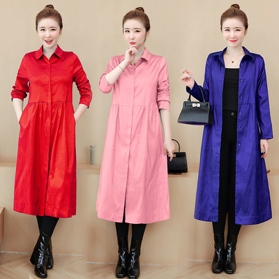 2019秋裝韓版女裝外套闊太太氣質中老年洋氣風衣女中長款大碼女裝