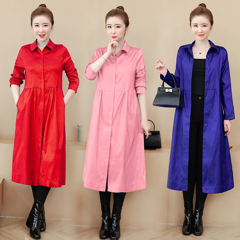 2019秋裝韓版女裝外套闊太太氣質中老年洋氣風衣女中長款大碼女裝