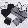 Set with letters, underwear, fashionable overall, bra, top with cups, English letters, beautiful back