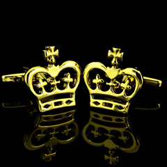 英博王冠金色皇冠造型袖扣袖釘男士法式紐扣259cufflinks/151124