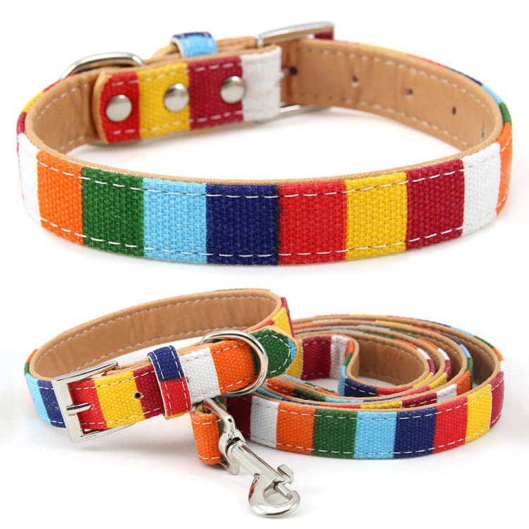 Pu Leather, Canvas Material Color Block Pattern Cute Pu Leather Canvas Color Block Leash