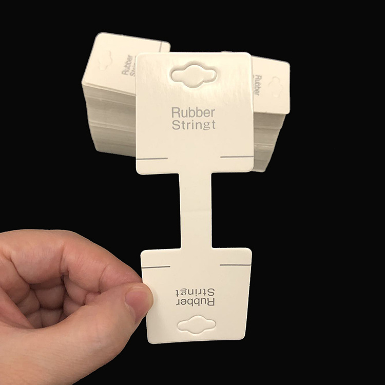 韩版白色Rubber挂卡对折纸卡吊牌小饰品diy发圈皮筋头绳包装卡纸
