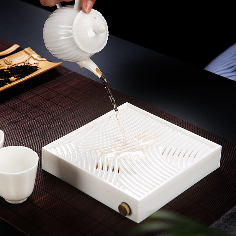 Winjiang dehua porcelana blanca húmeda y seca bandeja de té hogar Kung Fu juego de té simple japonés cerámica mesa de té titular de la olla