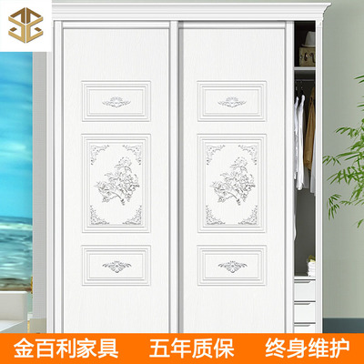 现代欧式卧室衣柜门 描金描银吸塑推拉门 衣柜移门定制  非烤漆
