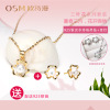 European Poetry Man Clover series golden silver 925 Freshwater pearls jewelry Pendant Ear Studs suit