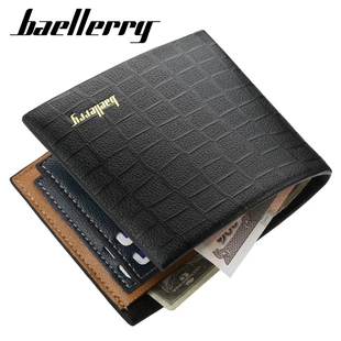 Мужской кошелёк baellerry короткий под крокодила поперечный на молнии
