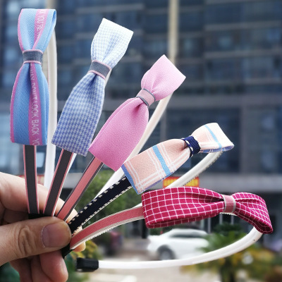 韩版时尚简约窄边蝴蝶发箍包边塑料布艺头箍儿童防滑头扣压发圈女|ms