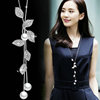 Fashionable necklace, chain, crystal, stone inlay, long pendant, sweater, European style, simple and elegant design