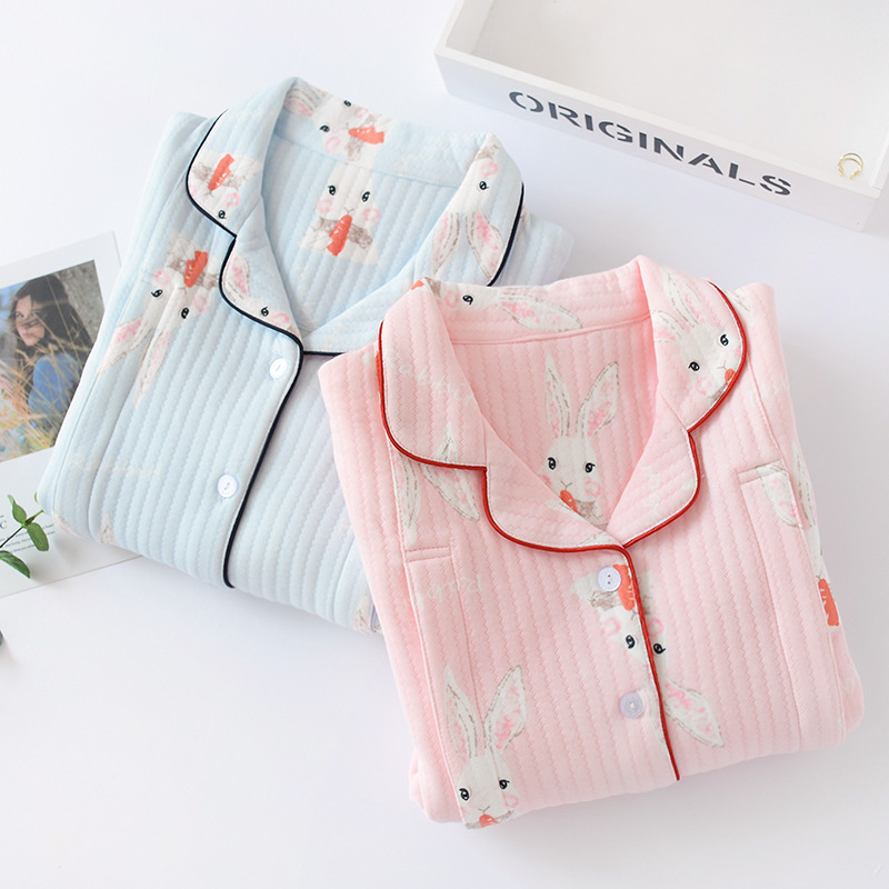 2019秋冬加厚夹棉保暖哺乳装月子服孕妇睡衣家居服套装喂奶衣批发|ru