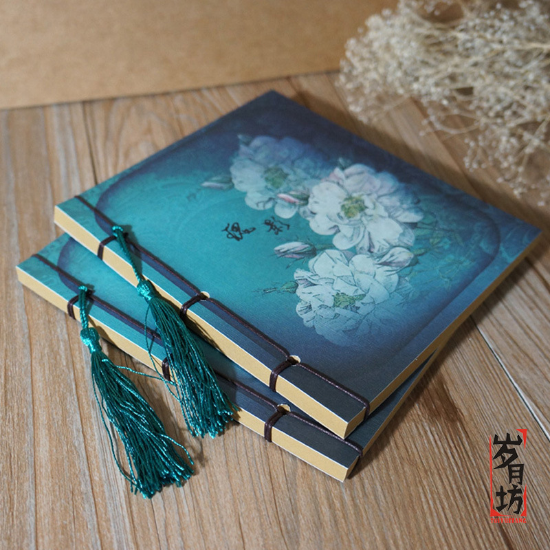 Plaza DE LA LUNA vieja estilo antiguo lleno de hilos de papel Kraft libro en blanco Vintage lleno de hilos libro hecho a mano estilo chino caja de jade estilo antiguo elegante