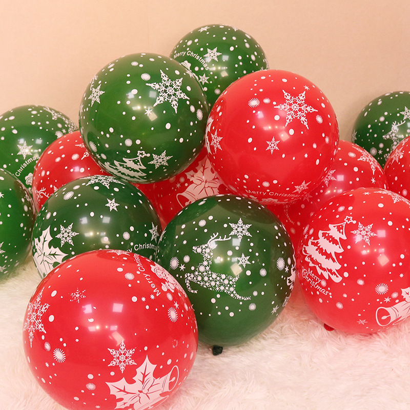 圣诞印花气球红色50个+绿色50个