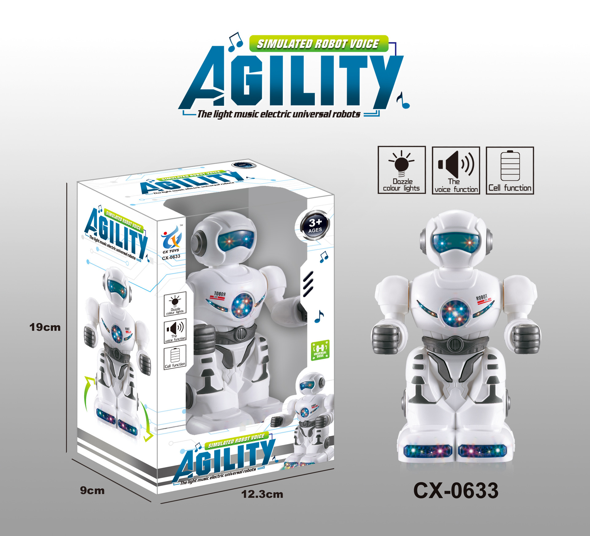 Electric flashing music universal automatic rotating robot