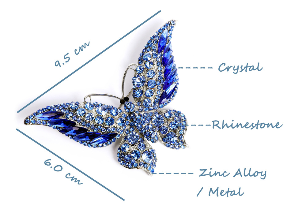 Retro Schmetterling Legierung Inlay Künstlicher Diamant Kristall Frau Broschen display picture 2