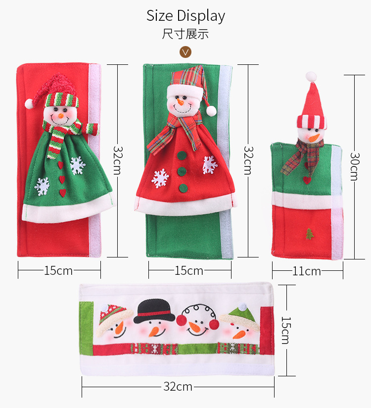 New Christmas Supplies Microwave Oven Gloves Cartoon Flannel Snowman Refrigerator Oven Protective Sleeve display picture 1