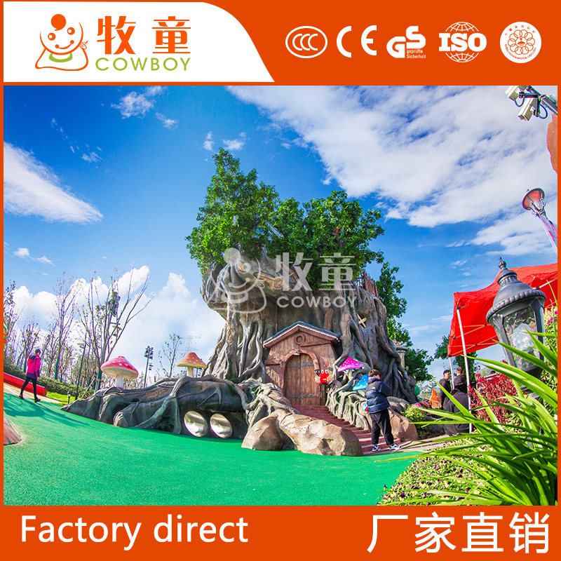 Al Aire Libre grandes niños árbol casa diapositiva equipo modelado al aire libre cemento escultura equipo artificial paisaje simulación árbol