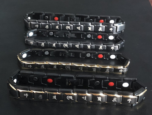 Dongguan Tengda Stainless Steel Accessories Wholesale Titanium Personalized Black and Gold Titanium Germanium Couple's Bracelet Magnetic Element Bracelet