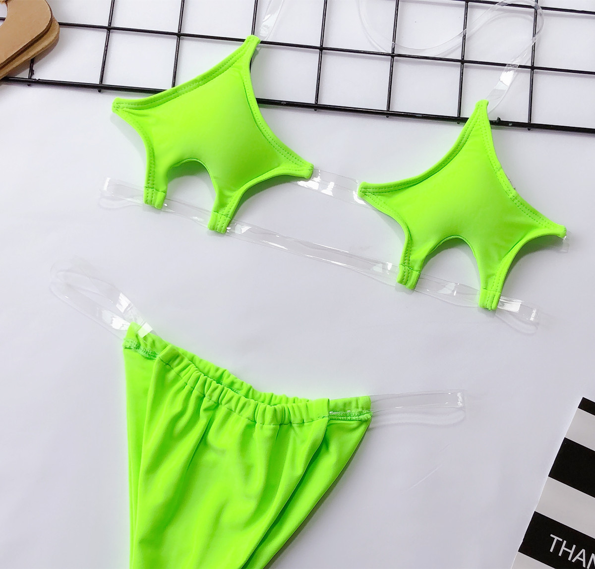new sexy five-pointed star bikini transparent belt swimsuit split swimwear NSDA2532