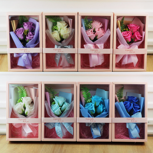 情人节母亲节创意礼物香皂花礼盒仿真玫瑰花肥皂花花束手工人造花