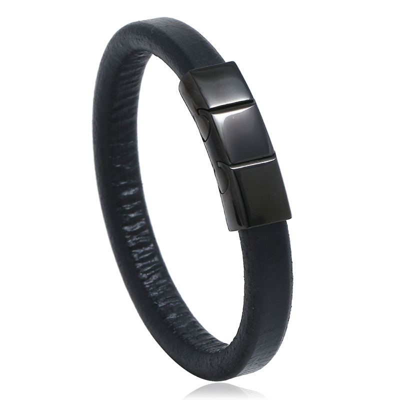 universal leather bracelet stainless steel