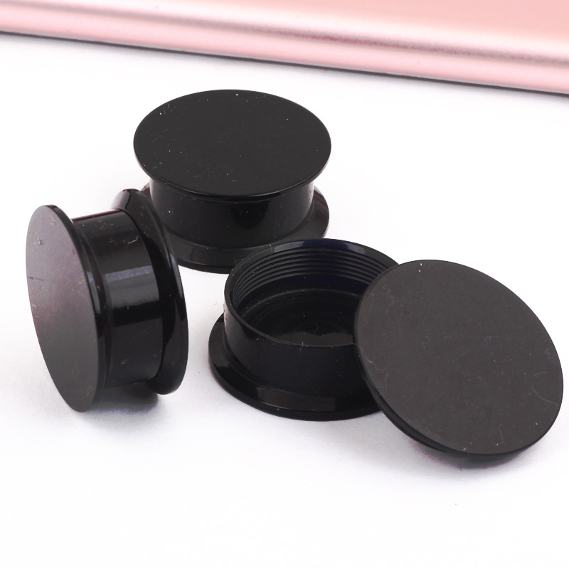 Black Acrylic Flat Ear Expander Plug - Internal Thread Ear Stretching Jewelry with Chinese Fu Character Design detail image 8