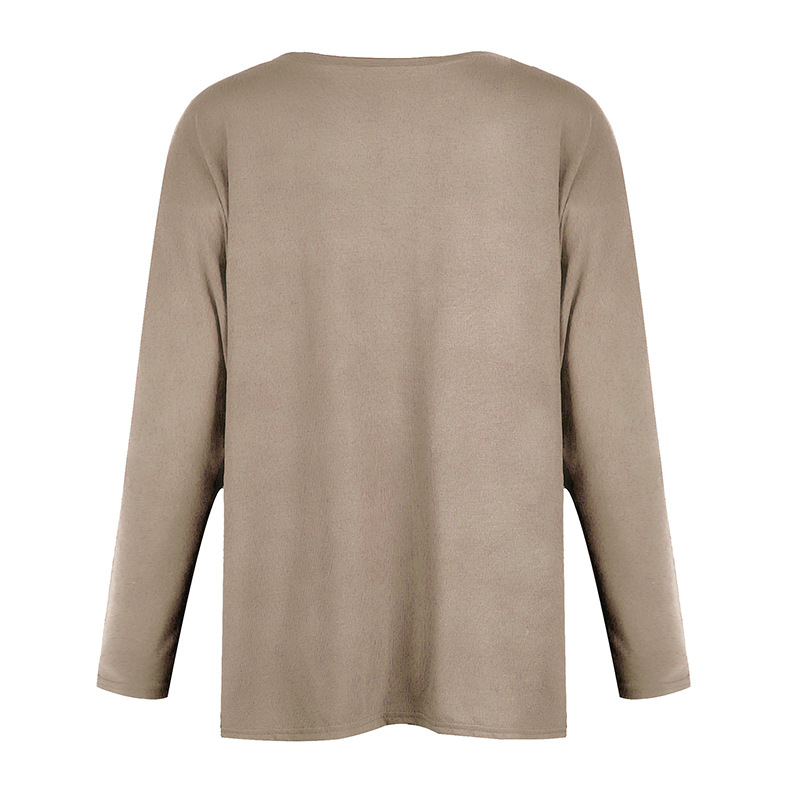 solid color loose round neck long-sleeved top NSKX10137