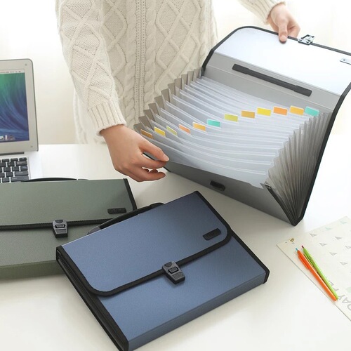 Deli 5556 organ bag 13 grid A4 folder student test paper business document affairs bag conference bag