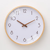 Simple solid wood hanging clock Nordic style quiet and round home clock Japanese -style living room bedroom quartz watch creativity