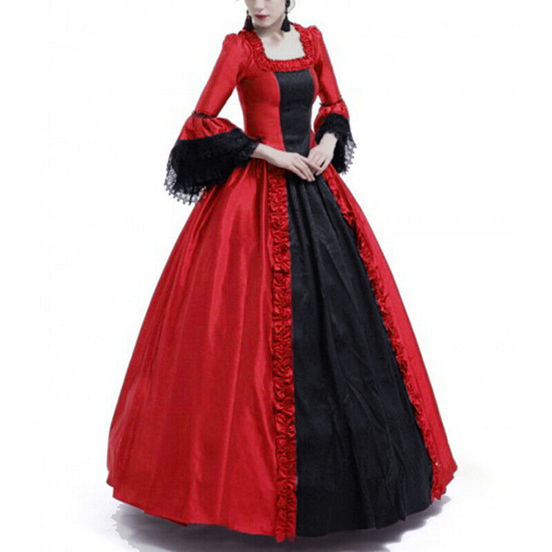 2020 Amazon wish Christmas Lace Stitching Big Horn Sleeve Medieval dress Court Retro Europe and America