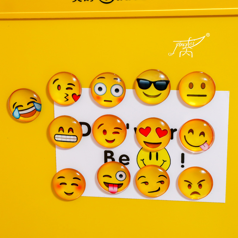 emoji笑脸表情水晶玻璃磁性冰箱贴创意卡通冰箱贴时光宝石冰箱贴