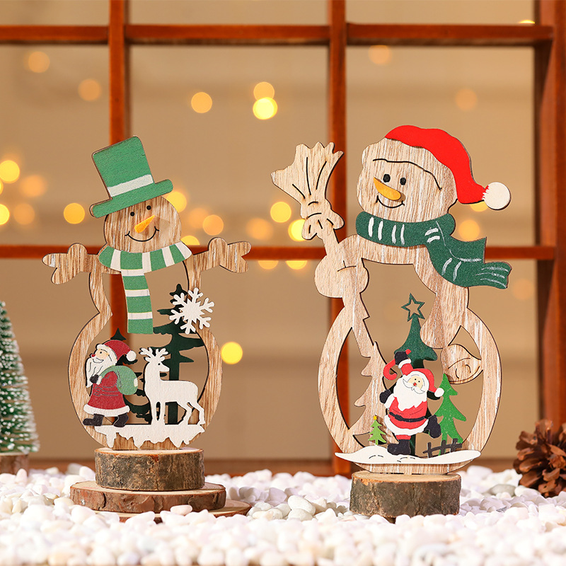 66g Weight Ornaments Event & Party Supplies 1 Piece Quantity Party Occasion Wood Material Christmas Festival Snowman Pattern Cute Style Handmade Craft Christmas Cute Snowman Wood Party Ornaments 6