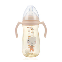 人魚公主 創意嬰兒寬口手柄PPSU奶瓶300ml防摔奶嘴瓶母嬰廠家批發