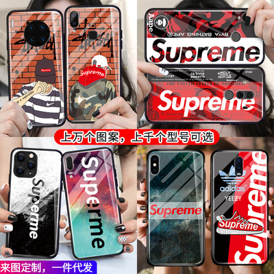 新款玻璃壳苹果XR卡通7p/8plus字母XS适用iphone11手机壳欧美潮牌|ms