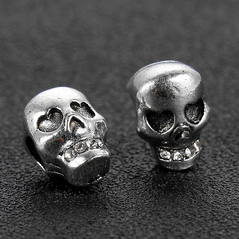 10 Pieces Hip-hop Retro Skull Alloy Plating Inlay Beads Jewelry Accessories display picture 6