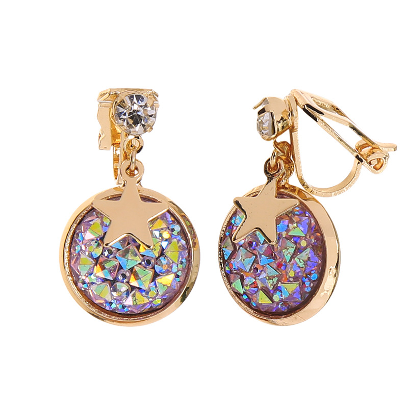 De980179 Nouveau Géométrique Ronde Oreille Goujons Creative Rêve Ciel Étoilé Boucles D'oreilles Femelle Niche Net Rouge Non-piercing Oreille Clip display picture 11