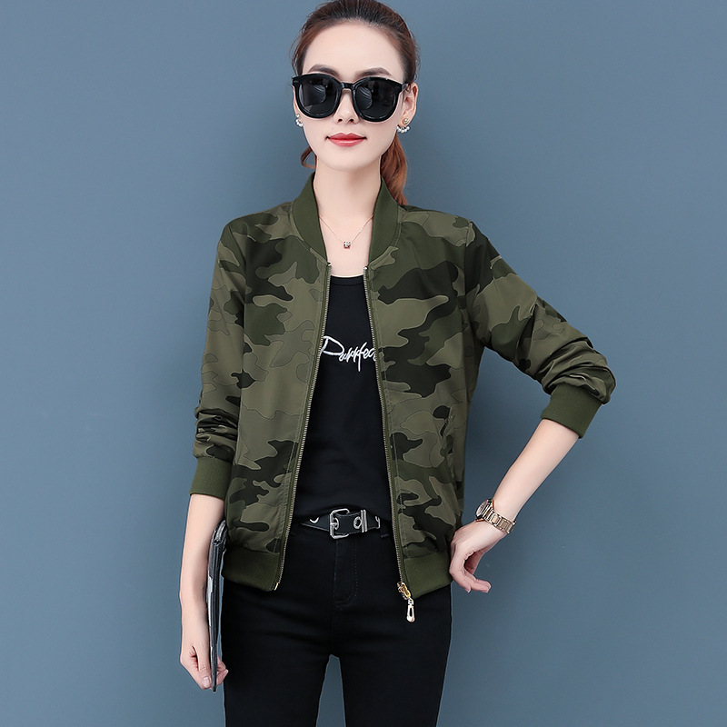 Tu Rong Foreign Style Jacket Women's Short Spring and Autumn Fashion Double-sided Baseball Uniform Korean Camouflage Double-sided Jacket