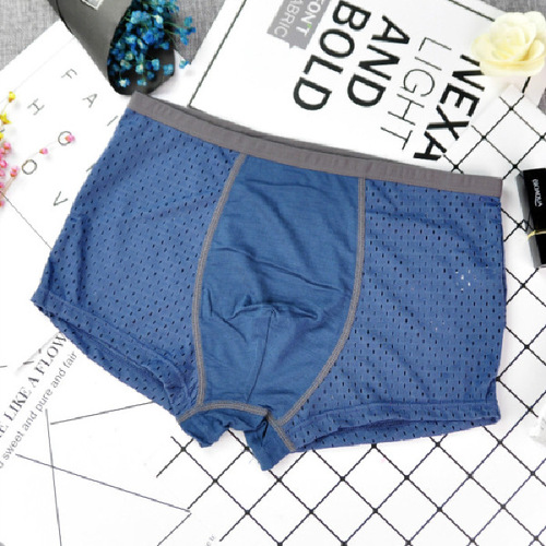 Summer ice silk men's underwear mesh seamless boxer modal large size breathable quick-drying boxer briefs