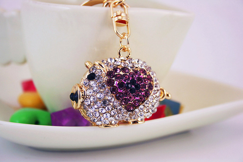 38g Weight Alloy, Metal Material Animal Pattern Unisex Gender Pink, Purple, Red, Blue Color Cute Heart Zodiac Pig Keychain 7