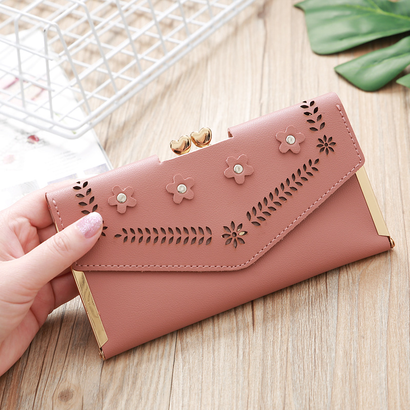 Korean Hollow Flower Long Clutch Bag Wholesale display picture 7